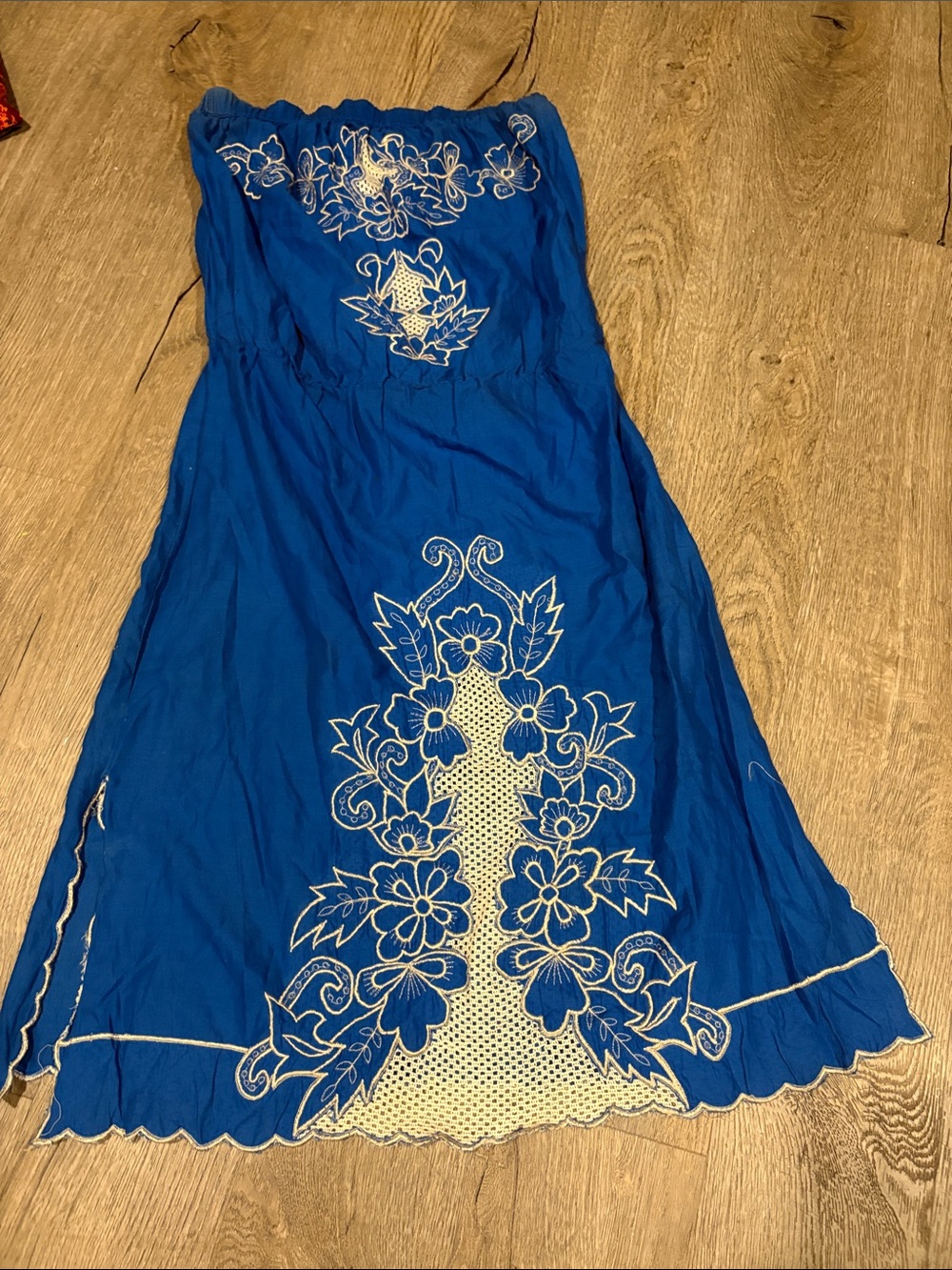 Tramp Royal Blue Strapless Sundress with White Trim